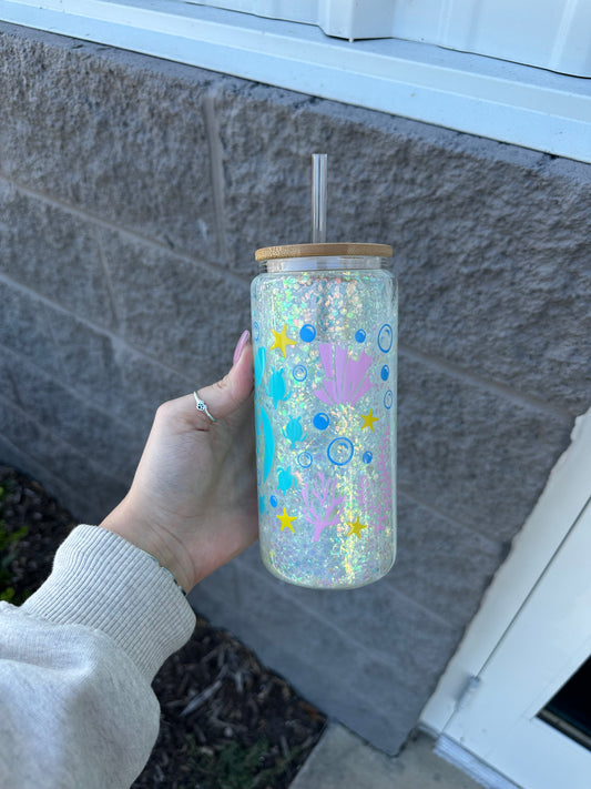 Iridescent w/ ocean theme 16oz