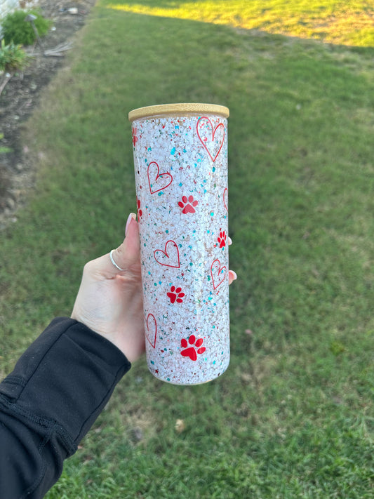 Hearts and Paw Prints 24oz